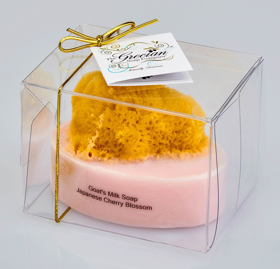 Thumbnail: Goats Milk and Olive Oil Soaps w/embedded Natural Sea Sponge - Set of 4 per frag