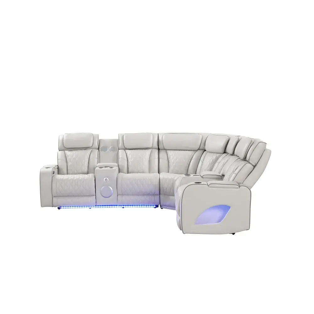 Fortuner Sectional Sofa with Power Recliners, LED Lighting, Massage, and Bluetoo