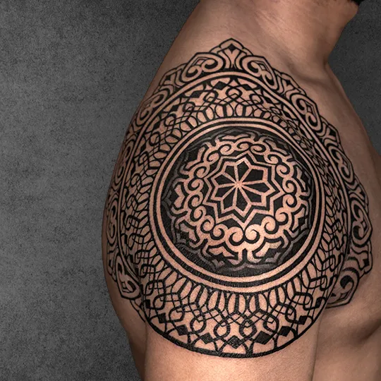 Intricate mandala tattoo design with symmetry by Devendra Palav at Aliens Tattoo