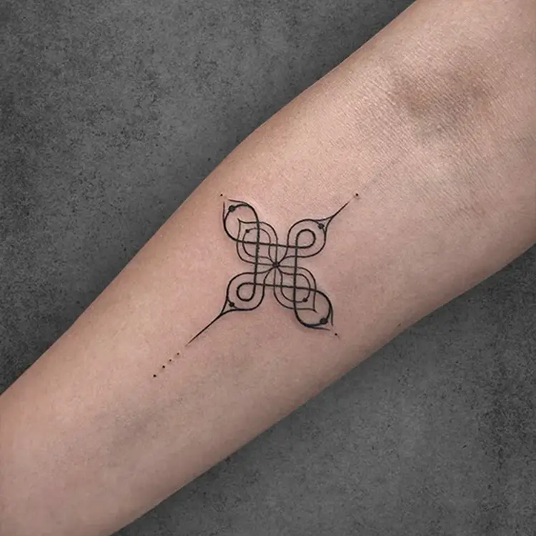 Minimalist line art tattoo with intricate details by Shivani Adhikari