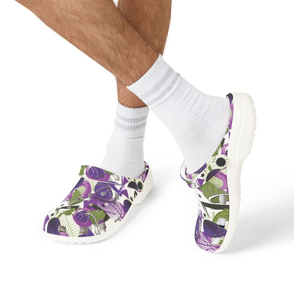 Thumbnail: KLÅOG - EVA Foam Rubber Shoes (CLOG), Custom Purple Basketball