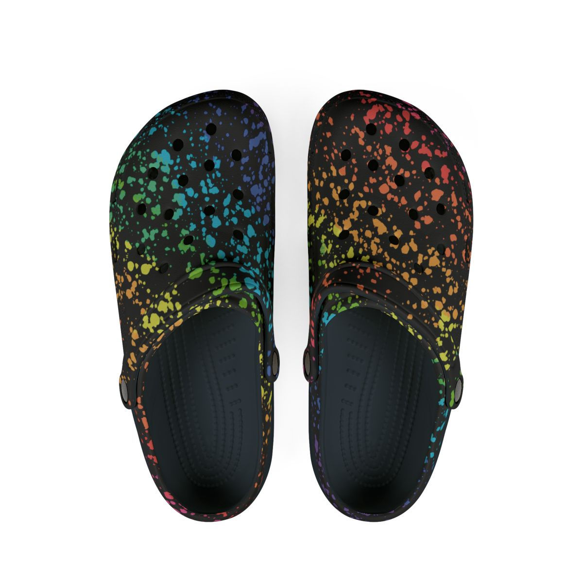 KLÅOG - EVA Foam Rubber Shoes (CLOG), Custom Black Rainbow Splatter Design