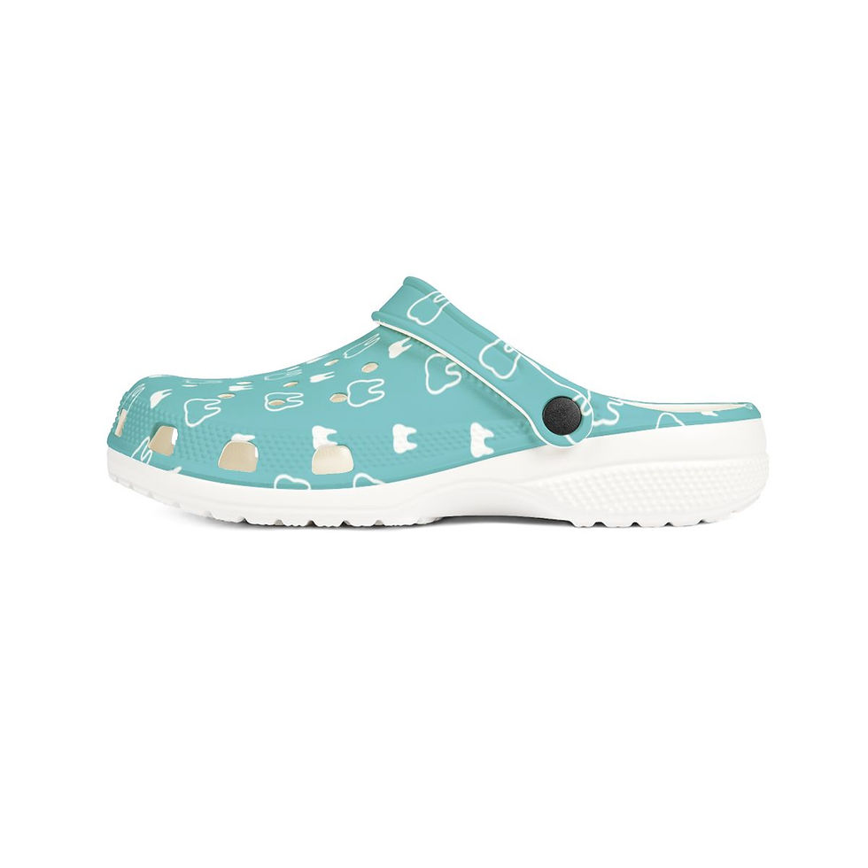 Thumbnail: KLÅOG - EVA Foam Rubber Shoes (CLOG), Custom Blue & White Dental Design 