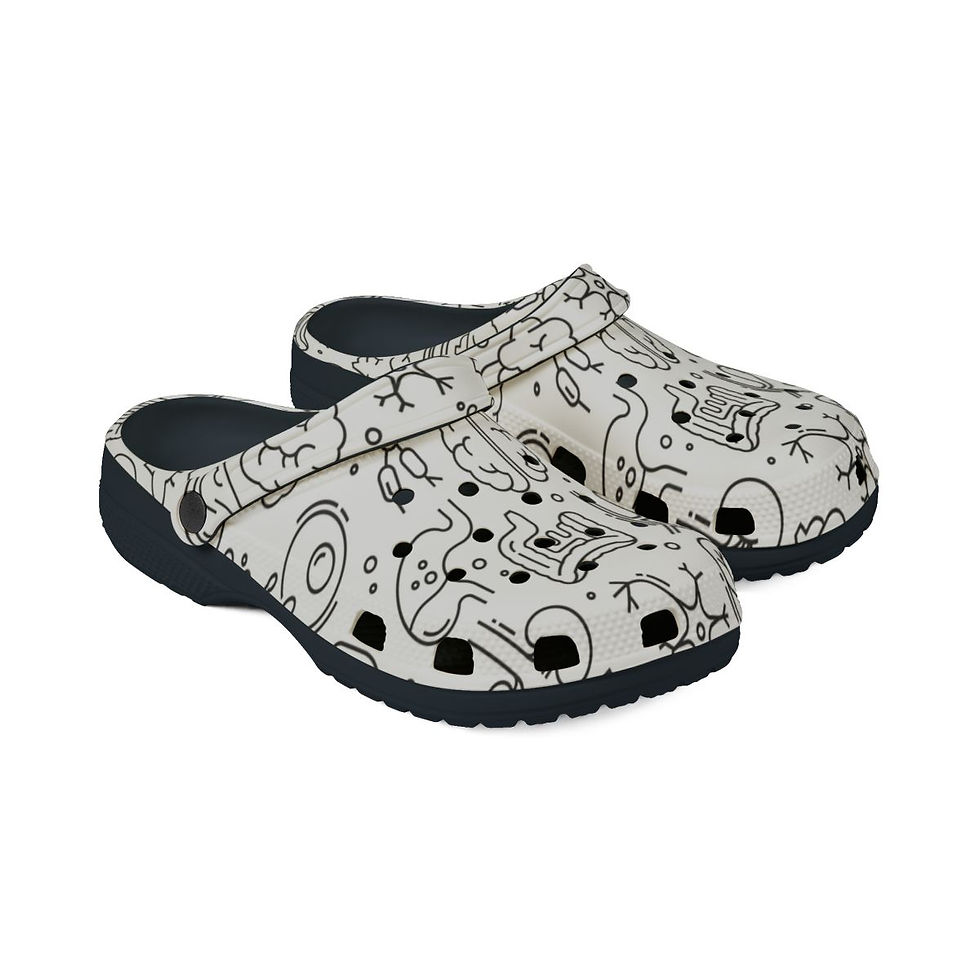 Thumbnail: KLÅOG - EVA Foam Rubber Shoes (CLOG), Custom White & Black Organ Design 