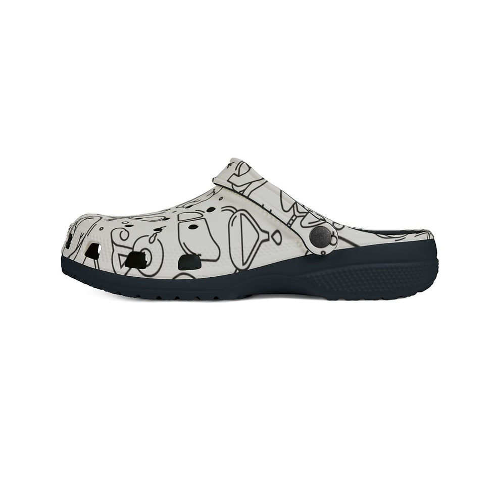 Thumbnail: KLÅOG - EVA Foam Rubber Shoes (CLOG), Custom White & Black Organ Design 