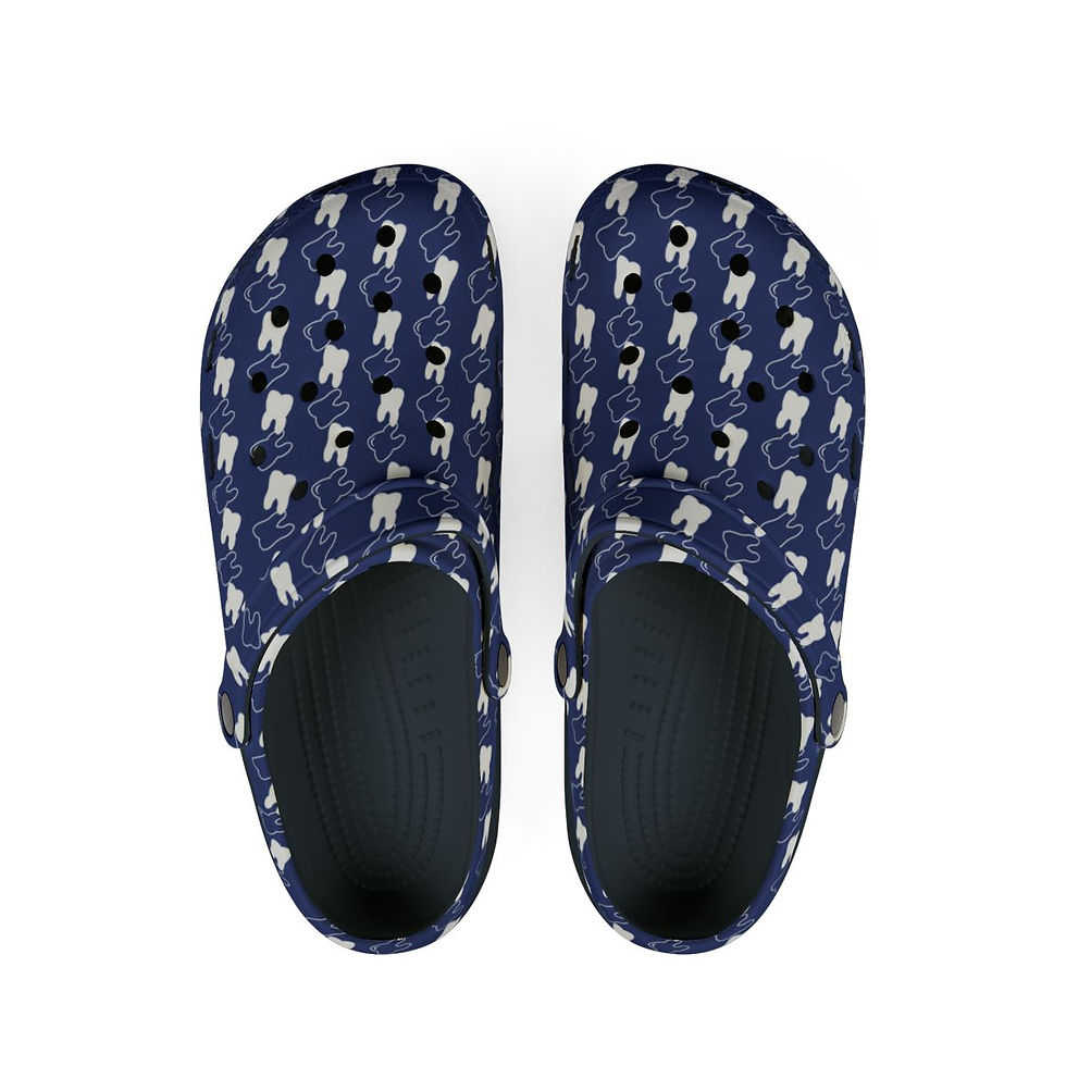 KLÅOG - EVA Foam Rubber Shoes (CLOG), Custom Dark Blue & White Dental Design 