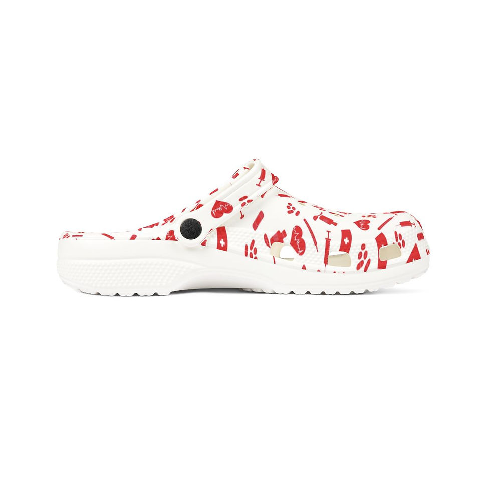 Thumbnail: KLÅOG - EVA Foam Rubber Shoes (CLOG), Custom White & Red Medical Design