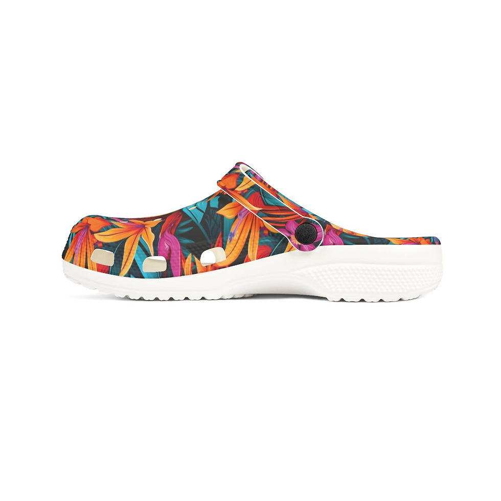 Thumbnail: KLÅOG - EVA Foam Rubber Shoes (CLOG), Custom Black Tropical Summer Vibe