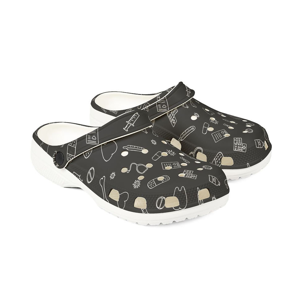 Thumbnail: KLÅOG - EVA Foam Rubber Shoes (CLOG), Custom Black & White Design Medical