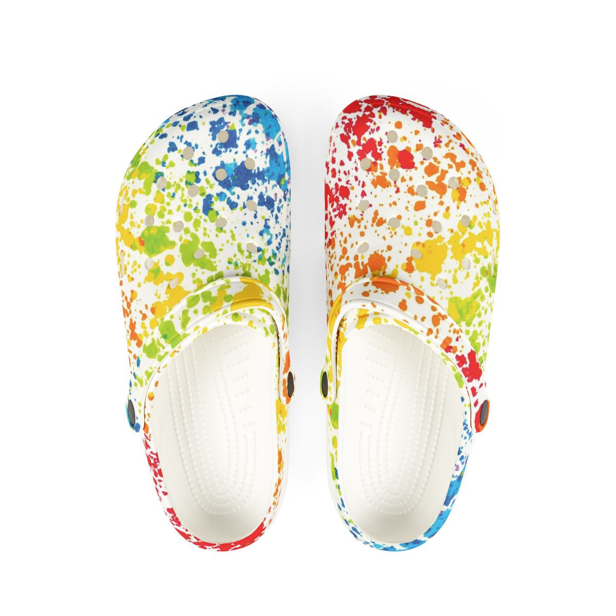 KLÅOG - EVA Foam Rubber Shoes (CLOG), Custom White Rainbow Splatter Design