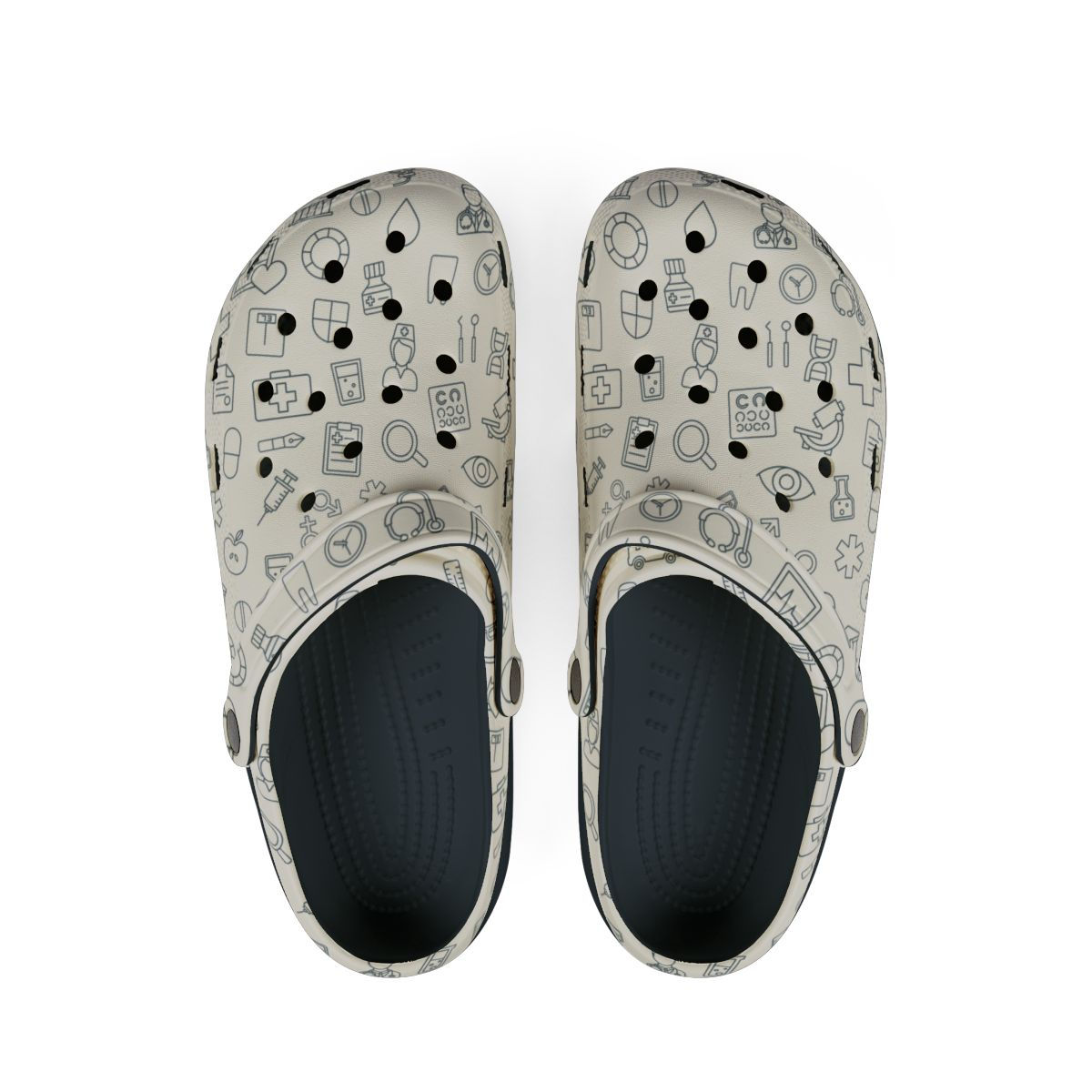 KLÅOG - EVA Foam Rubber Shoes (CLOG), Custom Off White & Black Medical Design 