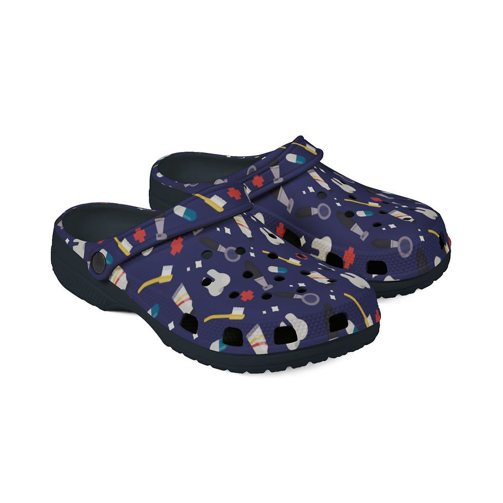 Thumbnail: KLÅOG - EVA Foam Rubber Shoes (CLOG),  Custom Dark Blue Dental Design 