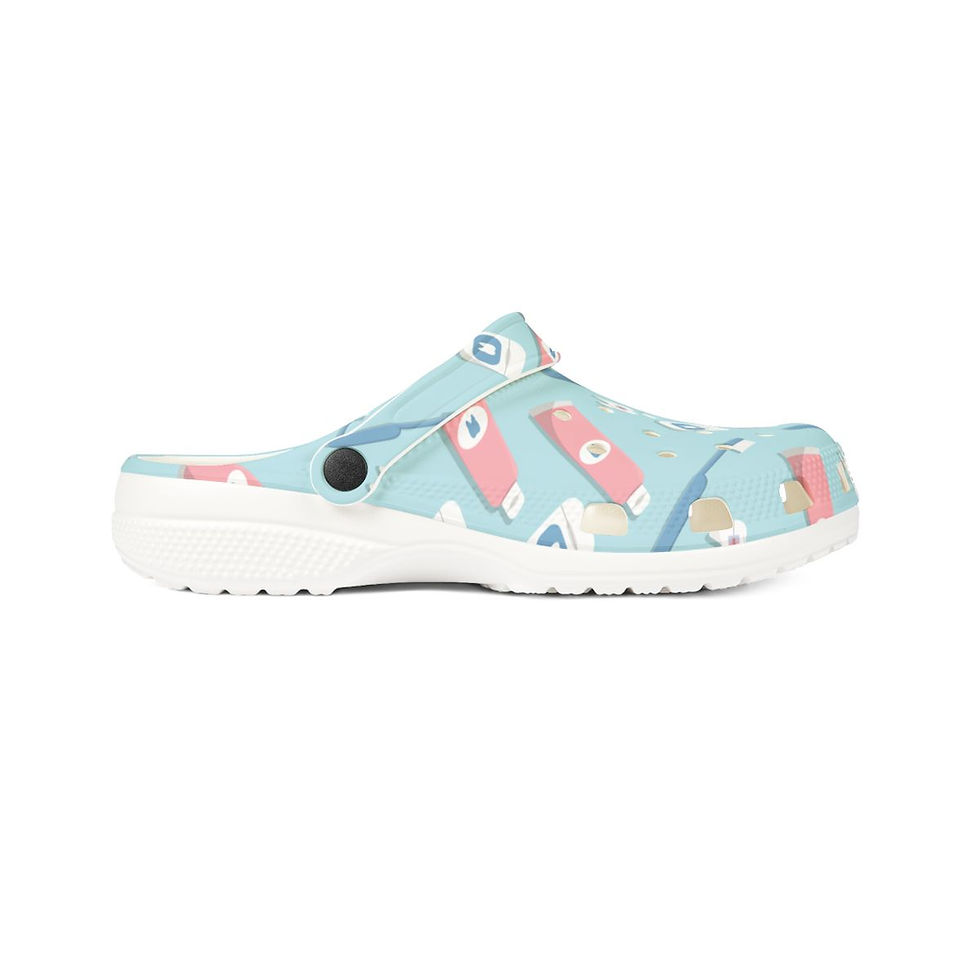 Thumbnail: KLÅOG - EVA Foam Rubber Shoes (CLOG), Custom Baby Blue Dental Design 