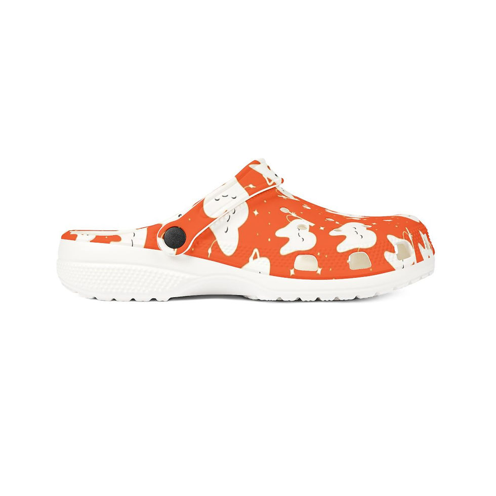 Thumbnail: KLÅOG - EVA Foam Rubber Shoes (CLOG),  Custom Orange Dental Design 