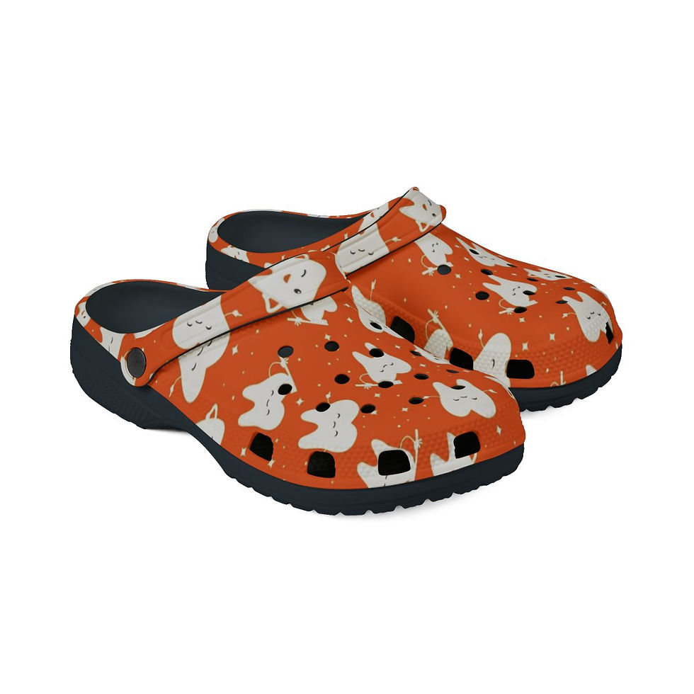 Thumbnail: KLÅOG - EVA Foam Rubber Shoes (CLOG),  Custom Orange Dental Design 