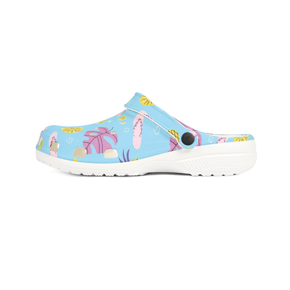 Thumbnail: KLÅOG - EVA Foam Rubber Shoes (CLOG), Custom Tropical Pineapple Summer Vibe