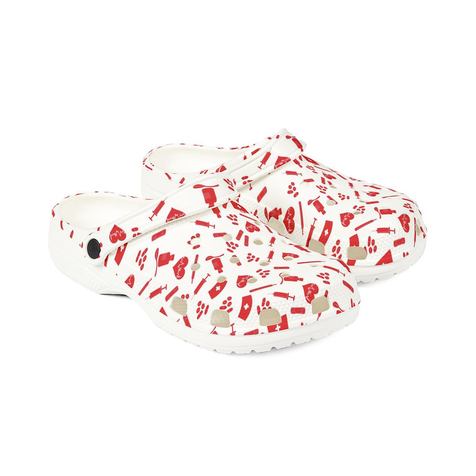 Thumbnail: KLÅOG - EVA Foam Rubber Shoes (CLOG), Custom White & Red Medical Design