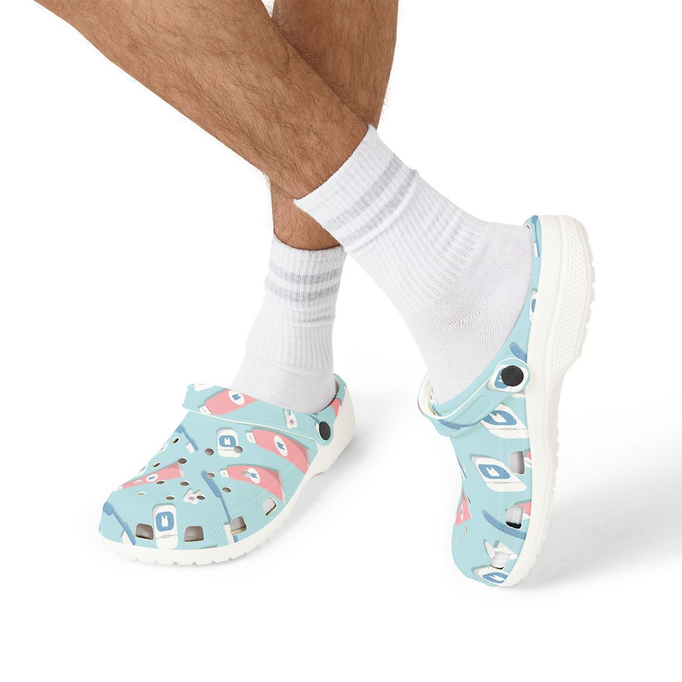 Thumbnail: KLÅOG - EVA Foam Rubber Shoes (CLOG), Custom Baby Blue Dental Design 