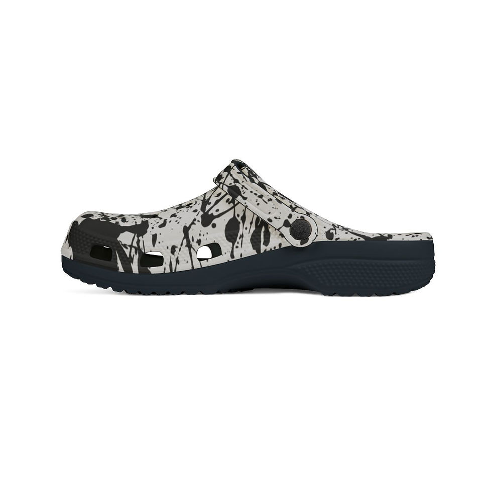 Thumbnail: KLÅOG - EVA Foam Rubber Shoes (CLOG),  Custom Black Splatter Design 