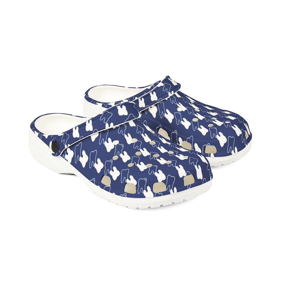 Thumbnail: KLÅOG - EVA Foam Rubber Shoes (CLOG), Custom Dark Blue & White Dental Design 