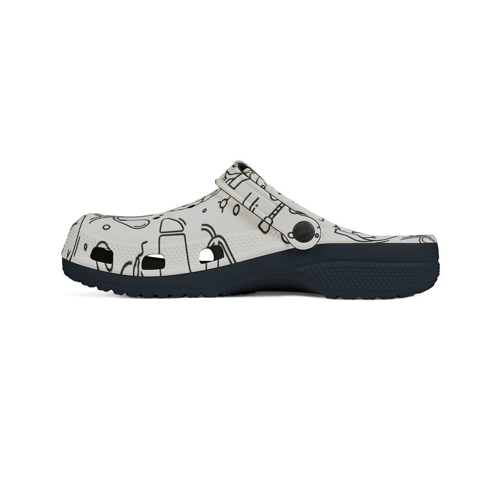 Thumbnail: KLÅOG - EVA Foam Rubber Shoes (CLOG), Custom White & Black Organ Design 