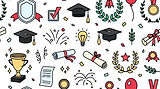 graduation-elements-cap-folded-graduate-diploma-gold-award-cup-laurel-wreath-seamless-patt