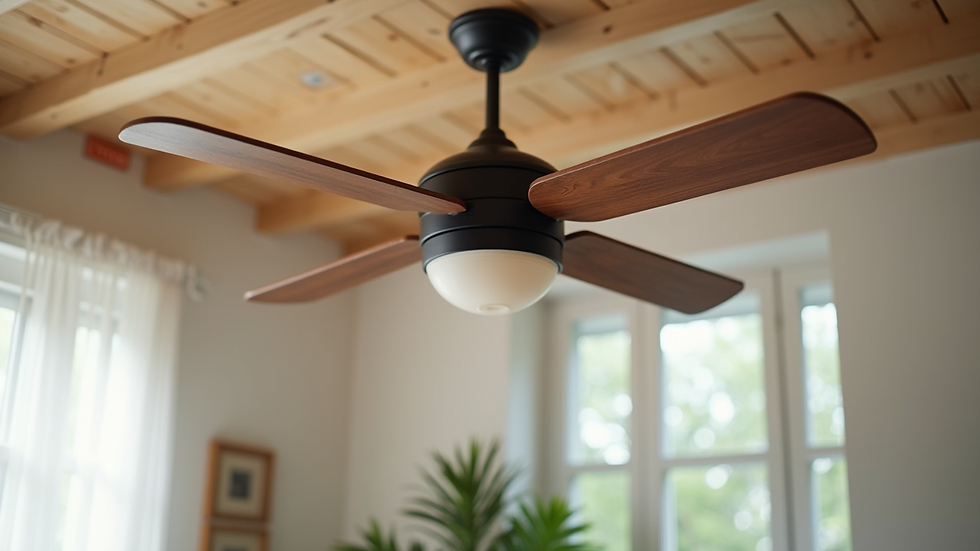 Close-up view of a ceiling fan being installed in a residential room
