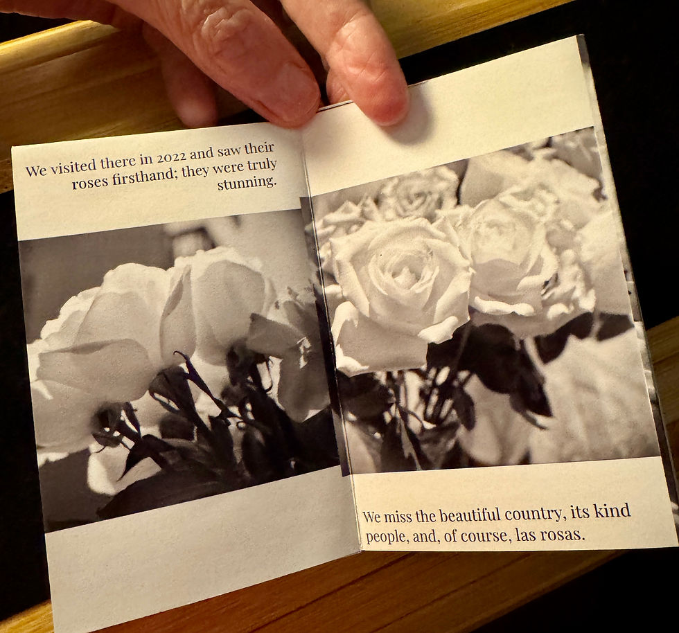 We visited there in 20222 and saw their roses firsthand; they were truly stunning. We miss the beautiful country, its kind people, and, of course, las rosas.