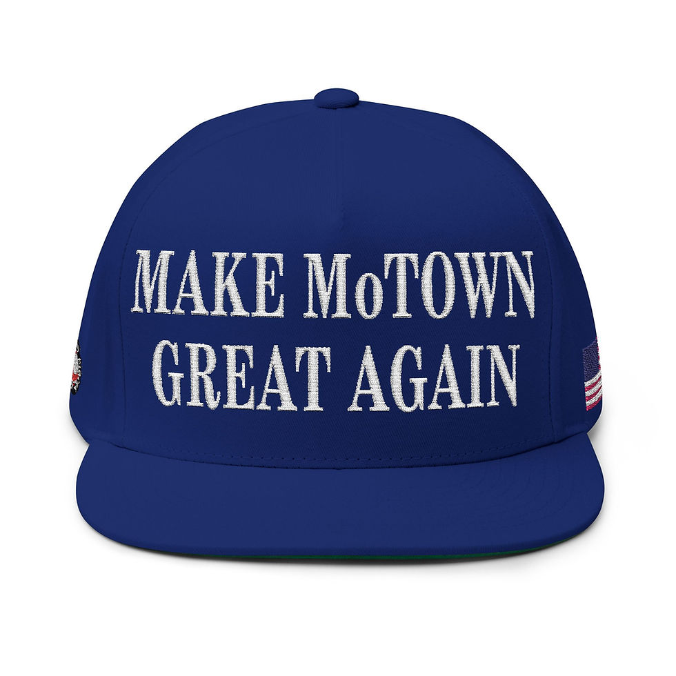 Thumbnail: Embroidered Flat Bill Cap — "Make Motown Great Again" Navy Snapback