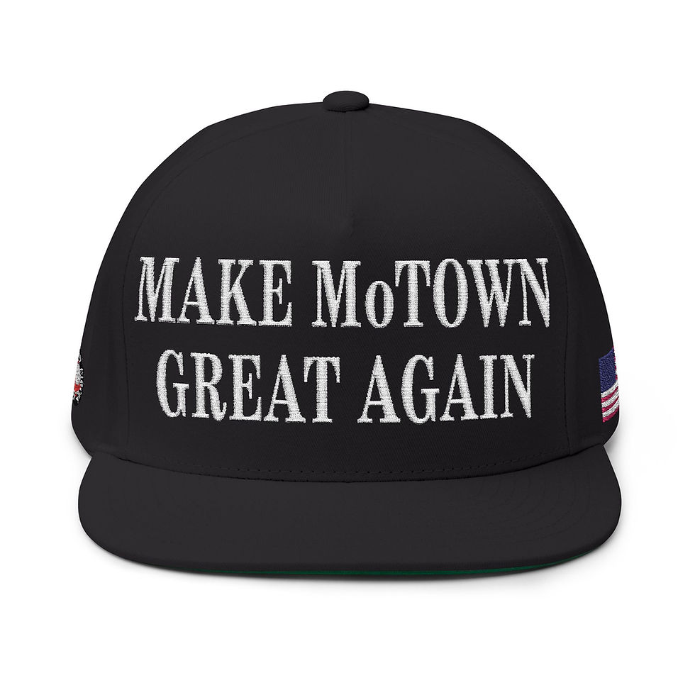 Thumbnail: Embroidered Flat Bill Cap — "Make Motown Great Again" Navy Snapback