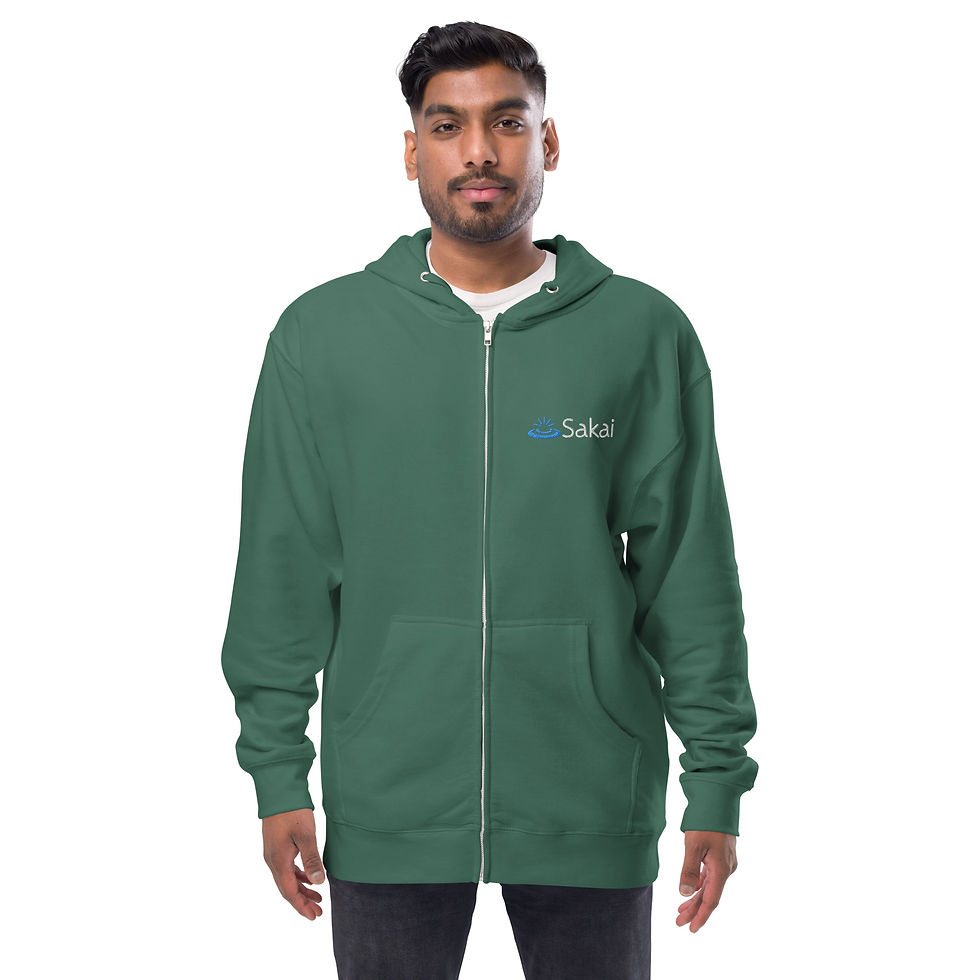 Thumbnail: Sakai Embroidered Unisex fleece zip up hoodie