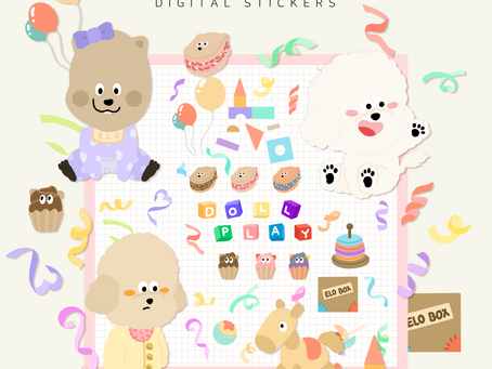 [Digital Stickers / goodnotes stickers] Free Download / sharing Elo's DOLL PLAY