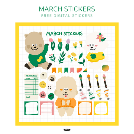 [Digital Stickers / goodnotes stickers] Free Download / sharing March Stickers