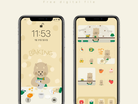 [i Phone Theme / ios14 / Wallpaper] Free Download / sharing February theme 'HOME CAFE'