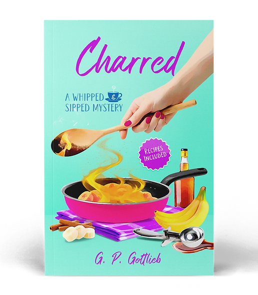 paperback book cover of charred by g. p. gottlieb with a smoking wooden spoon