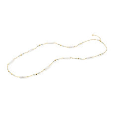 Collana lunga in argento 925‰ dorato con perle coltivate, amazzonite ed ematite della collezione Aura Comete Gioielli