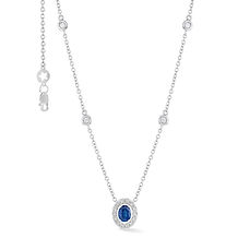 Girocollo in oro bianco 750‰ con zaffiro blu e diamanti della collezione Imperatrice Comete Gioielli