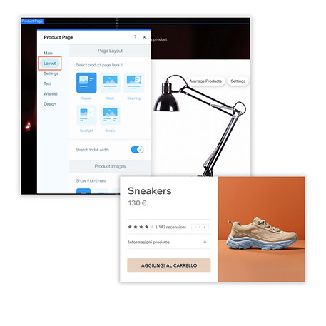 pagina prodotto e-commerce avanzato con contenuti varianti e personalizzazioni