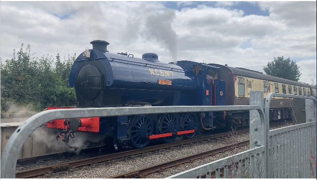 A steam train on the tracks on the Bristol to Bath railway path