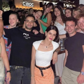 me and all of Nik's friends at a club