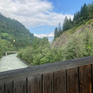 a blue river in the mountains