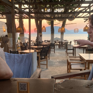 Sunset over a beach bar