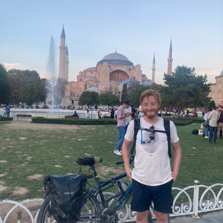 Me smiling in front of the Hagia Sophia