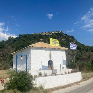 A small white roadside shrine