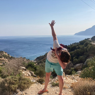 Andrew dabbing in front of the agean