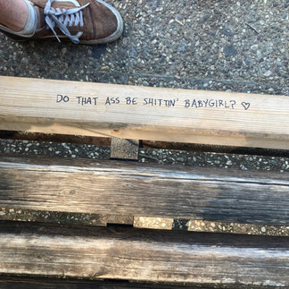 A bench that says "do that ass be shittin babygirl"