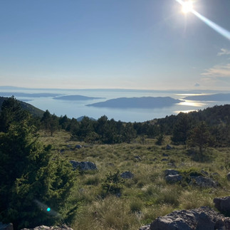 Campsite view of the sea and islands
