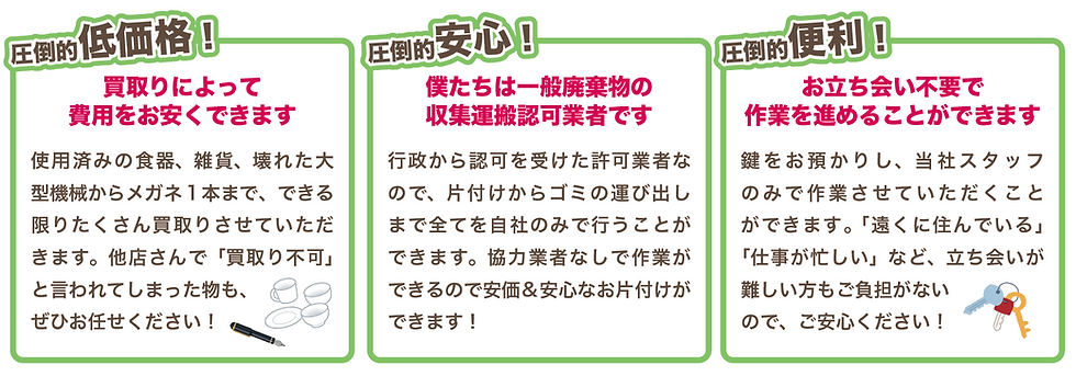 低価格、安心、便利が強みです