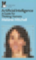 Blue book cover with grid pattern; text: "Artificial Intelligence: A Guide for Thinking Humans" by Melanie Mitchell. Pelican logo in top left.