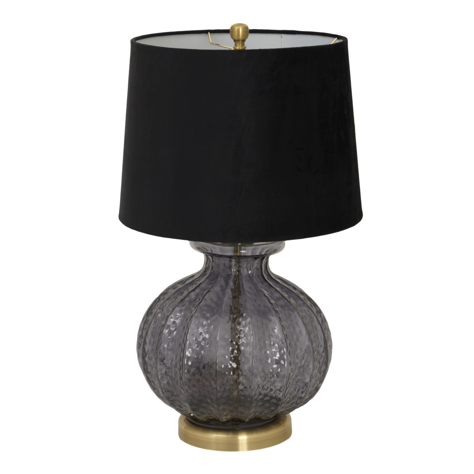 Luxton Glass Fluted Lamp With Black Velvet Shade (23978)
